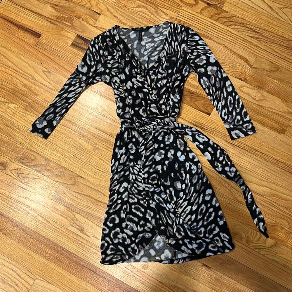BCBG XS black/ grey/ off white slinky dress. Excellent condition